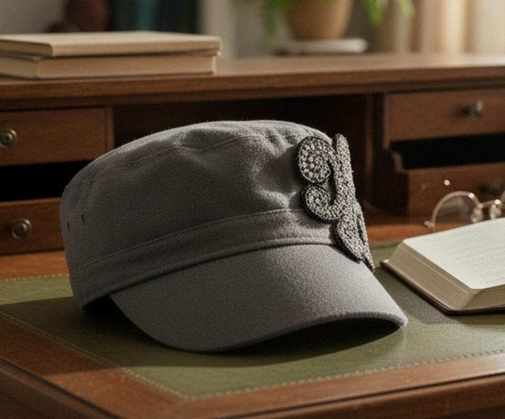 D&Y Accessories Women's Black Fleur De Lis Rhinestone Stretch Hat Elastafit